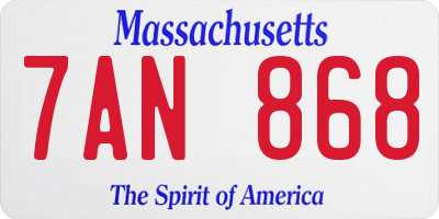 MA license plate 7AN868