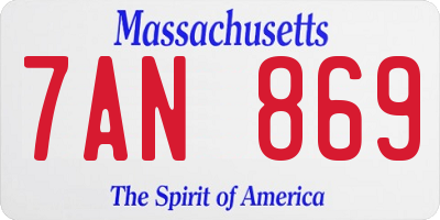 MA license plate 7AN869