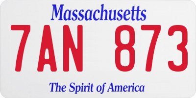 MA license plate 7AN873
