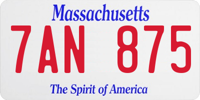 MA license plate 7AN875