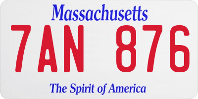 MA license plate 7AN876