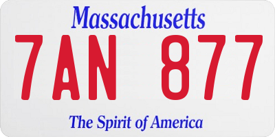 MA license plate 7AN877