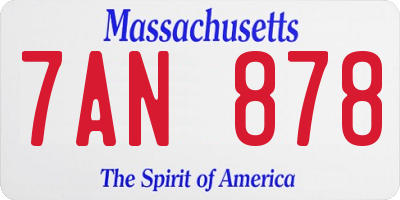 MA license plate 7AN878