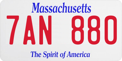 MA license plate 7AN880