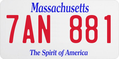 MA license plate 7AN881