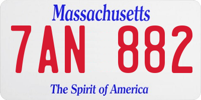 MA license plate 7AN882