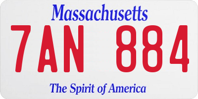 MA license plate 7AN884