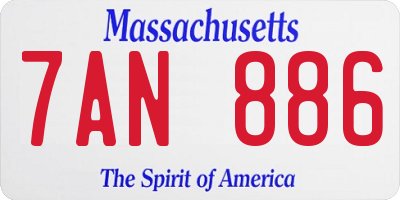 MA license plate 7AN886