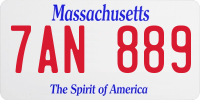MA license plate 7AN889