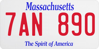 MA license plate 7AN890