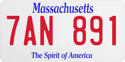 MA license plate 7AN891