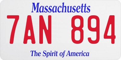 MA license plate 7AN894
