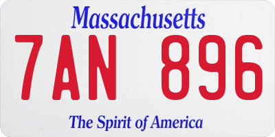 MA license plate 7AN896