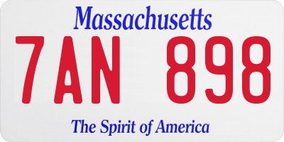 MA license plate 7AN898
