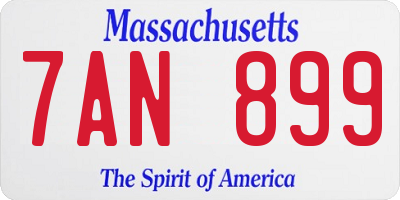 MA license plate 7AN899