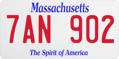 MA license plate 7AN902