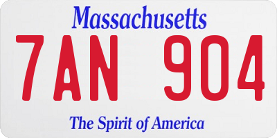 MA license plate 7AN904