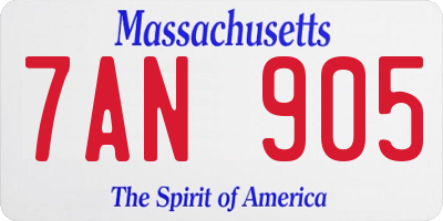 MA license plate 7AN905