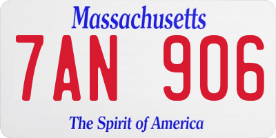 MA license plate 7AN906