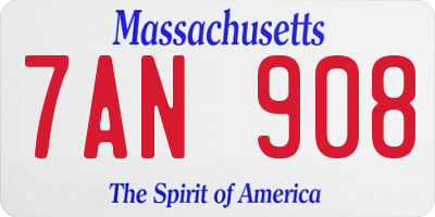 MA license plate 7AN908