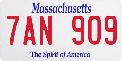 MA license plate 7AN909