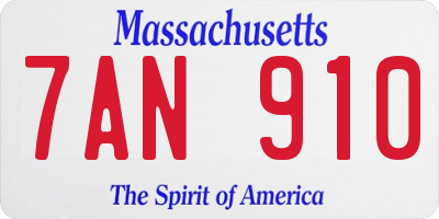 MA license plate 7AN910