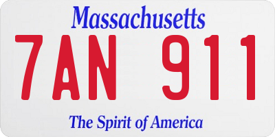 MA license plate 7AN911