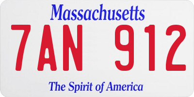 MA license plate 7AN912