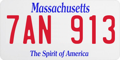 MA license plate 7AN913