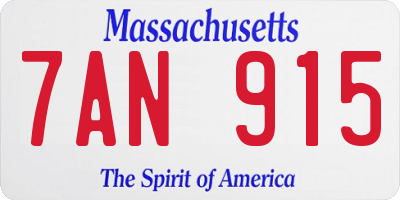 MA license plate 7AN915