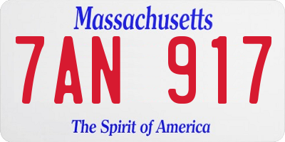 MA license plate 7AN917