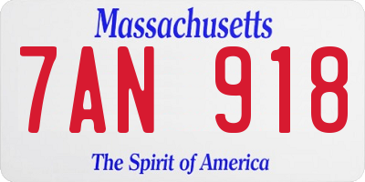 MA license plate 7AN918