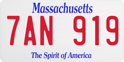 MA license plate 7AN919