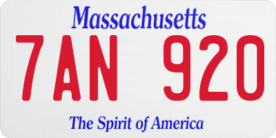MA license plate 7AN920