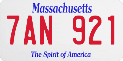 MA license plate 7AN921