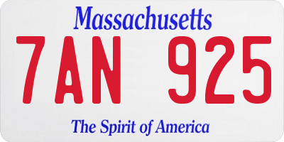 MA license plate 7AN925