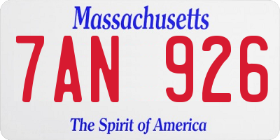 MA license plate 7AN926