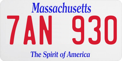 MA license plate 7AN930