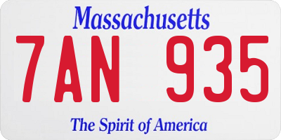MA license plate 7AN935