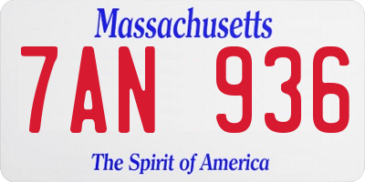 MA license plate 7AN936