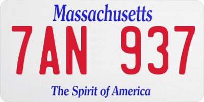 MA license plate 7AN937