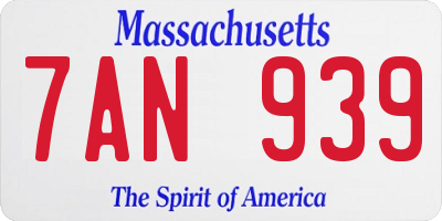 MA license plate 7AN939