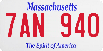 MA license plate 7AN940