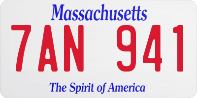 MA license plate 7AN941