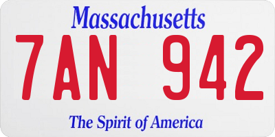 MA license plate 7AN942