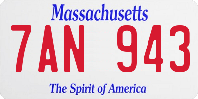 MA license plate 7AN943