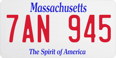 MA license plate 7AN945