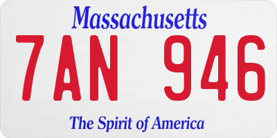 MA license plate 7AN946