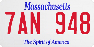 MA license plate 7AN948
