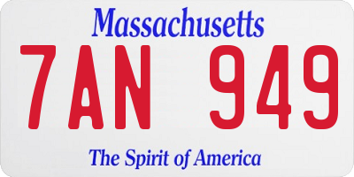 MA license plate 7AN949